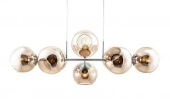 Pendelleuchte, 8-flammig, Glaskugeln kupferfarben