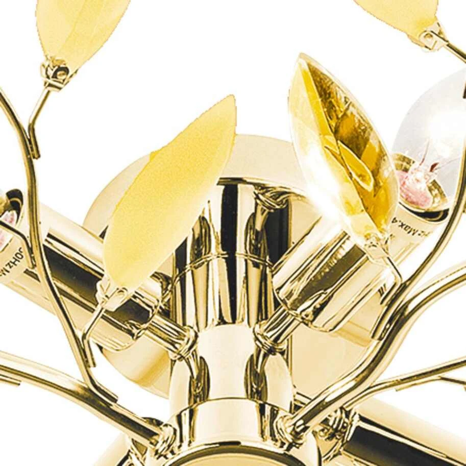 Deckenleuchte, 4-flammig, goldfarben mit Blättern 6 Deckenleuchte, 4-flammig, goldfarben mit Blättern – Bild 6