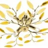 Deckenleuchte, 4-flammig, goldfarben mit Blättern