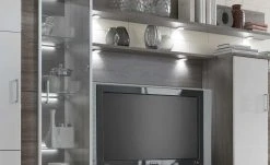 uno LED-Beleuchtungs-Set mit TV-Bühne Onyx | Weiß / Eiche Trüffel sägerau (Nachbildung) -Innenleuchten Verkaufsladen 12201216 3 202106112233