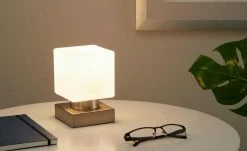 Tischleuchte, 1-flammig Nickel-matt `Kubus`