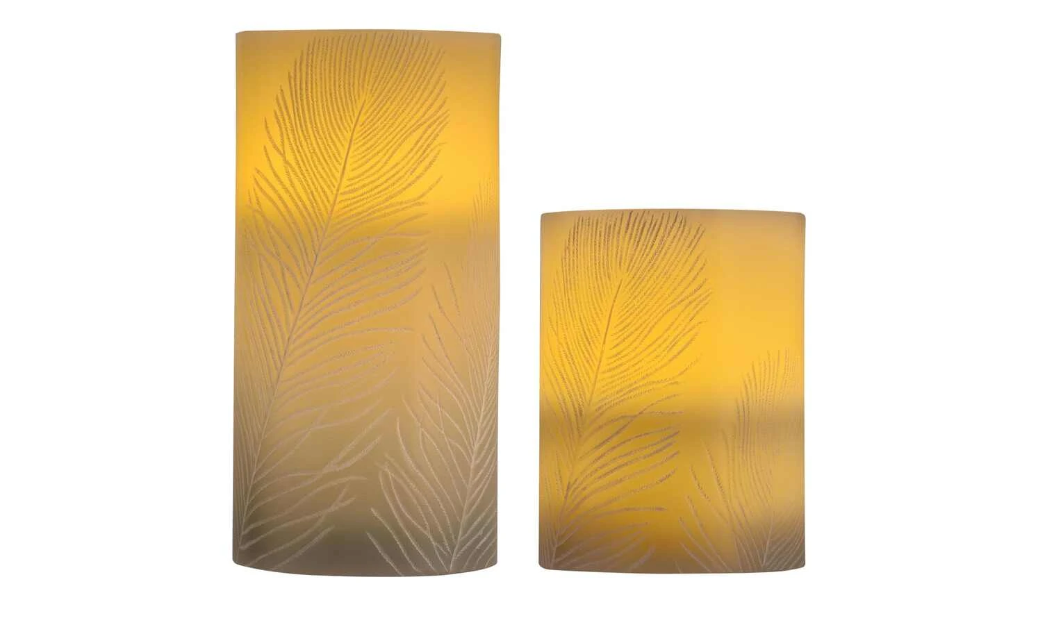 LED-Echtwachs-Kerzen 2er-Set, grau mit Federoptik 3 LED-Echtwachs-Kerzen 2er-Set, grau mit Federoptik – Bild 3