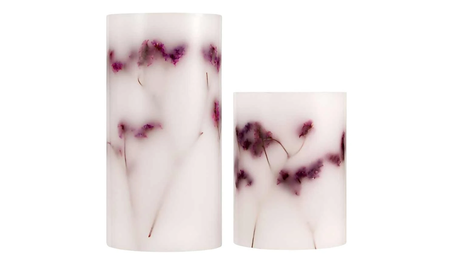 LED-Echtwachs-Kerzen 2er-Set, weiß mit Blumen 2 LED-Echtwachs-Kerzen 2er-Set, weiß mit Blumen – Bild 2