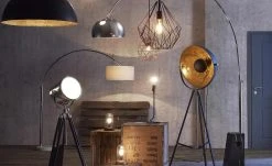 HOME STORY Bogenleuchte mit weißem Stoffschirm -Innenleuchten Verkaufsladen 688647 2 201811271452