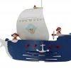 Pendelleuchte Piratenschiff Holz blau, weiß